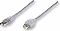 Manhattan Hi-Speed USB hosszabbító kábel A-A M/F 4,5m átlátszó ezüst