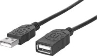 Manhattan 338653 USB 2.0 M - USB 2.0 F Hosszabbítókábel 1.8m Fekete
