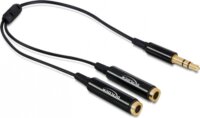 Delock kábel, audio sztereo jack apa, 3.5 mm > 2 x sztereo jack anya, 25 cm, fekete