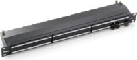 Equip 326424 Cat6A patch panel 24 port, 1U, fekete, árnyékolt