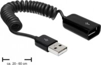 Delock 83163 USB-A apa - USB-A anya 2.0 Spirálos Hosszabbító Kábel - Fekete (0.6m)