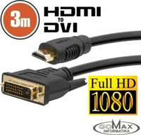 Delight 20381 HDMI M - DVI-D M Adapterkábel 3m Fekete