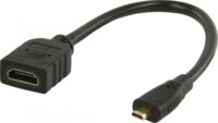 Valueline HDMI F - micro HDMI M Adapterkábel ethernettel 0.2m - Fekete