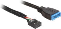 Delock 83776 USB 2.0 9 tűs csatlakozóhüvely (anya) - USB 3.0 19 tűs csatlakozófej (apa) kábel 45 cm - Fekete