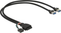 Delock 83829 USB 3.0 tűfejes anya + USB 2.0 tűfejes anya - 2 x USB 3.0 A anya Kábel 45 cm - Fekete