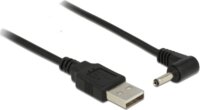 Delock 83577 USB A - DC 3.5 x 1.35 mm 90° (apa - apa) tápkábel 1.5 m - Fekete