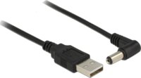 Delock 83578 USB táp - DC 5.5 x 2.1 mm 90° (apa - apa) Tápkábel 1.5 m - Fekete