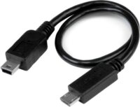 Startech UMUSBOTG8IN Micro USB - Mini USB adatkábel 0.2m - Fekete