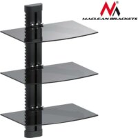 Maclean MC-664 360x283.5x557 DVD-PS3-Xbox fali tartó 3-as polc 8 kg üveg - Fekete