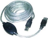 VCOM CU823-5 USB 2.0 aktív hosszabbító kábel 5m - Áttetsző/Ezüst