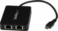 Startech US1GC301AU2R USB-C apa - 2x Ethernet anya adapter - Fekete