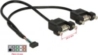 Delock 84832 2x USB2.0 Type-A anya panel modul kábel 0,25m - Fekete