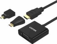 Unitek Y-6355 Micro/Mini HDMI apa - VGA + 3.5mm Jack anya adapter - Fekete