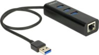 Delock 62653 USB 3.0 HUB (3 port) + Ethernet - Fekete