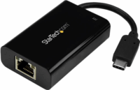 Startech US1GC30PD USB-C apa - RJ45 anya adapter - Fekete