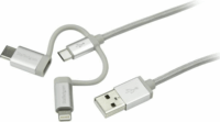 Startech USB-A - Lightning + USB-C + Micro USB (apa - apa) iPhone töltőkábel 1m - Fehér