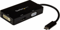 Startech USB-C apa - DVI-I + VGA + HDMI anya adapter - Fekete