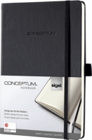 Sigel Conceptum 194 lapos A5 kockás jegyzetfüzet -Fekete