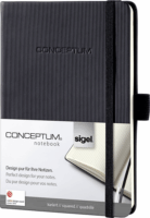 Sigel Conceptum 194 lapos A6 kockás jegyzetfüzet -Fekete