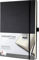 Sigel Conceptum 194 lapos A4 kockás jegyzetfüzet -Fekete