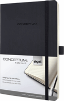 Sigel Conceptum 194 lapos A5 kockás jegyzetfüzet -Fekete