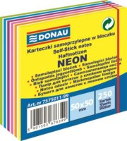 Donau Neon 50x50mm öntapadó jegyzettömb - 12 színű (250 lap / tömb)