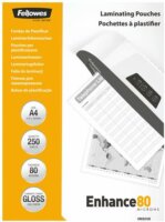 Fellowes 80 mikron A4 fényes lamináló fólia (250 db / csomag)