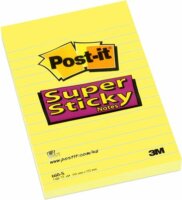 Post-it Super Sticky 102x152mm vonalas öntapadó jegyzettömb (75 lap) - Sárga