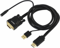 Approx HDMI -> VGA + Audio (+ USB táp) adapter Fekete