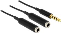 Delock audio kábel 3,5 mm 4pin JACK -> 2 x 3,5 mm 4 pin JACK aljzat - fekete