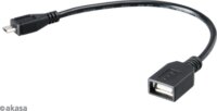 Akasa AK-CBUB25-15BK - microUSB apa - USB Type-A anya OTG kábel - 15cm