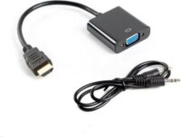 Lanberg AD-0017-BK HDMI-A - VGA (Apa-Anya) Adapterkábel (Audio-kábellel)