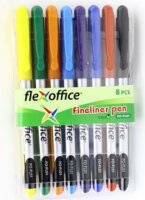 Flexoffice FL01 0.3 mm Tűfilc készlet - 8 különböző szín (8 db)