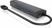 RaidSonic IcyBox IB-HUB1406-C USB 3.0 HUB (3 db USB + 1 db LAN port) - Fekete