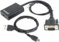 Gembird VGA apa + 3.5mm Jack - HDMI anya adapter - Fekete