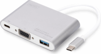Digitus DA-70839 USB-C apa - VGA + USB-A + USB-C anya adapter - Ezüst