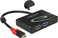 Delock 62854 USB-C 3.1 apa - 2x USB-A + HDMI anya adapter - Fekete