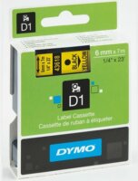 Dymo D1 6mm Feliratozógép szalag - Sárga alapon fekete