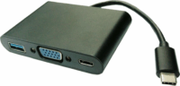 Value USB 3.1 C apa - VGA anya + USB3.0 A anya + USB C anya Adapter Fekete