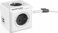 Allocacoc PowerCube Hosszabbító USB-vel 1.5m Fehér/Szürke