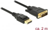 Delock 85313 Displayport 1.2 apa > DVI 24+1 apa passzív Adapter kábel 2m Fekete