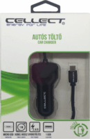 Cellect Autós USB töltő microUSB típusú kábellel és adapterrel (5V / 2.4A) Fekete