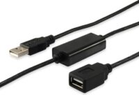 Equip 133311 Aktív USB 2.0 A-A hosszabbítókábel duplán árnyékolt 15m - Fekete