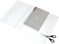 Panta Plast 90 mikron fényes felületű 55x31cm Füzet- és könyvborító állítható széllel öntapadó csíkkal - Átlátszó (10db/csomag)