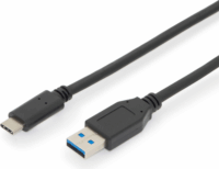 Digitus AK-300146-010-S USB-C apa - USB-A apa összekötő kábel 1m - Fekete