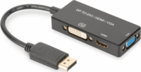Assmann DisplayPort - HDMI+DVI+VGA Adapter - Fekete