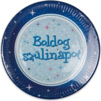 Papírtányér - "Boldog Születésnapot" Kék (6 db)