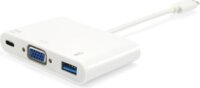 Equip 133462 USB-C -> VGA+USB-A+USB-C átalakító apa/anya - Fehér