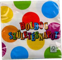 Boldog Születésnapot feliratos szalvéta 33 x 33 cm - 16 db