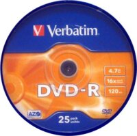Verbatim DVD-R 4,7GB, 16x, hengeren (AZO) 25db/csomag